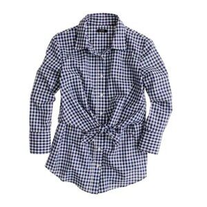 Altuzarra for J Crew Odette Navy Gingham Blouse Size 4